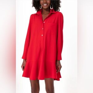 TUCKERNUCK Red Crepe Callahan Shirt Dress